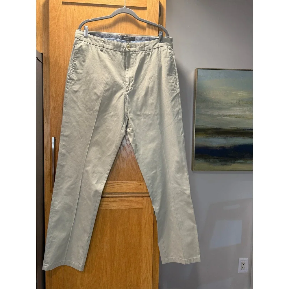 Banana Republic Gavin Straight Fit Chinos Mens 36x34 Khaki Tan 100% Cotton Pants